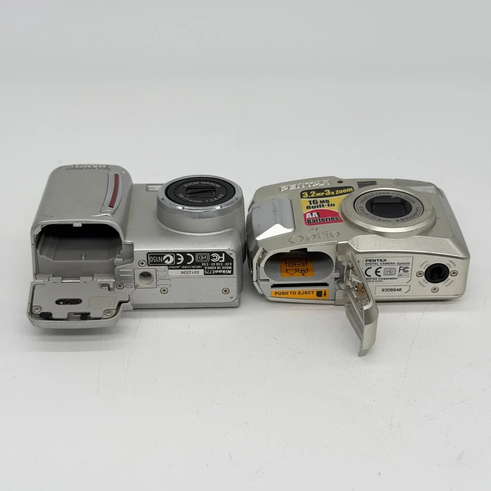Nikon Coolpix 775 & Pentax Optio 30 Digital Camera Lot Silver Untested For Parts